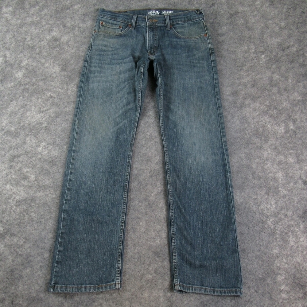 Levis Strauss Signature Jeans Mens 32x32 Blue Straight Leg Medium Wash Denim